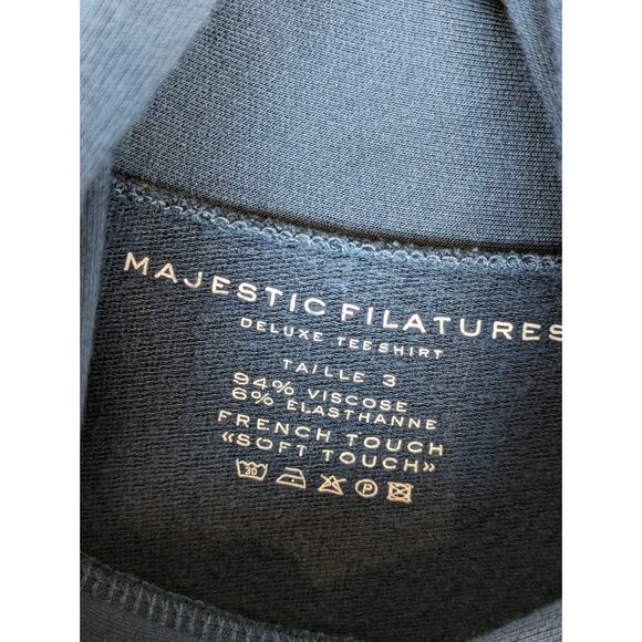 Majestic Filatures Dress French Terry Cowl Deluxe Tee Minimalist Blue Size M - Picture 7 of 10